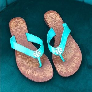 Turquoise Leather Tory Burch Flip Flop
